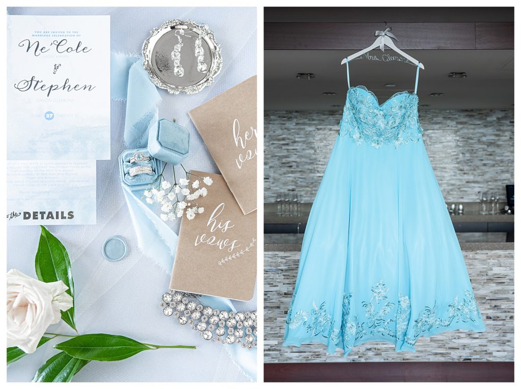 Tiffany's blue bridal dress and details pictures 