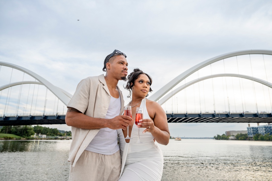 African American heterosexual couple on a sailboat in Washington, DC